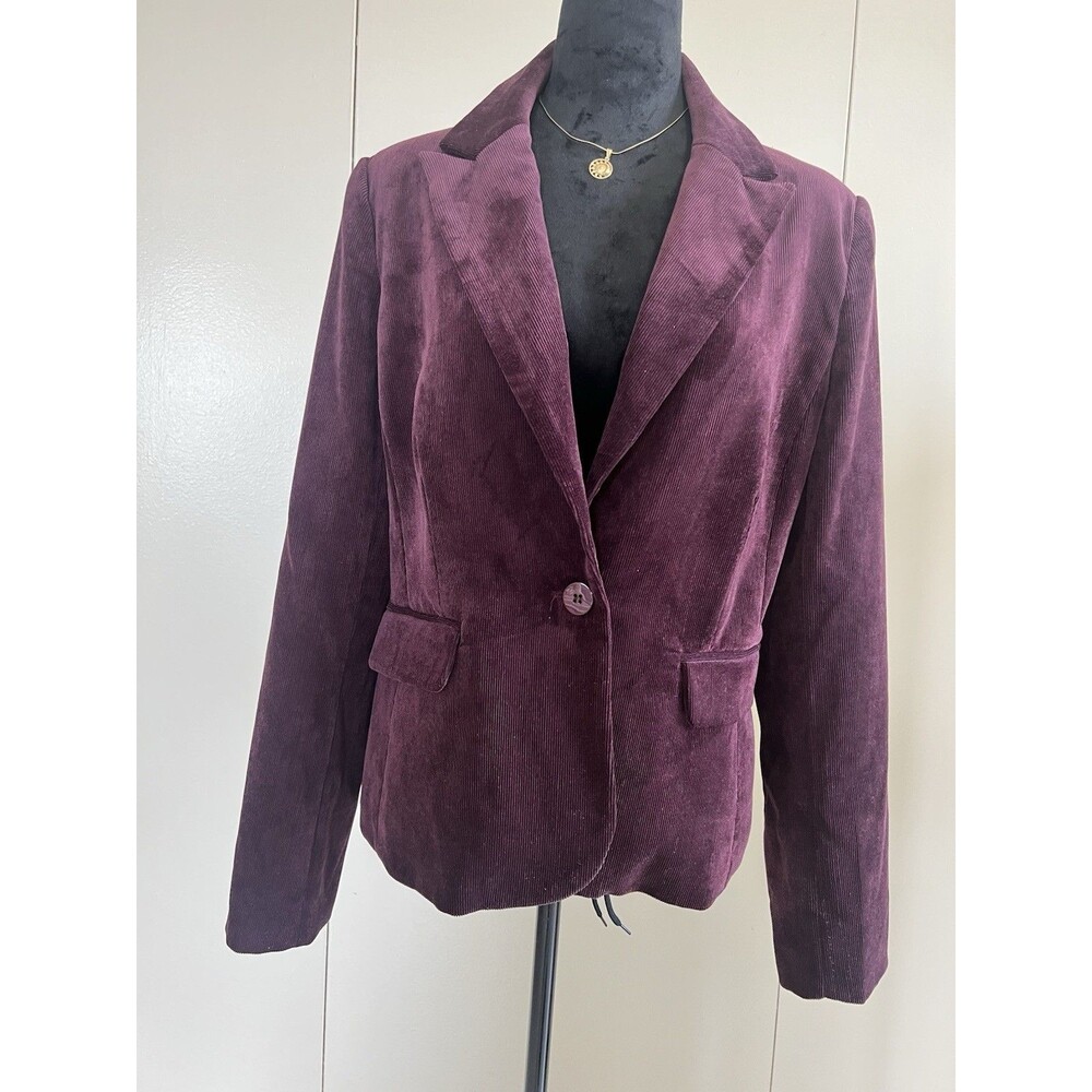 Chelsea & Theodore Burgundy Corduroy Stretch Blazer Jacket Women’s Sz 12 EUC!